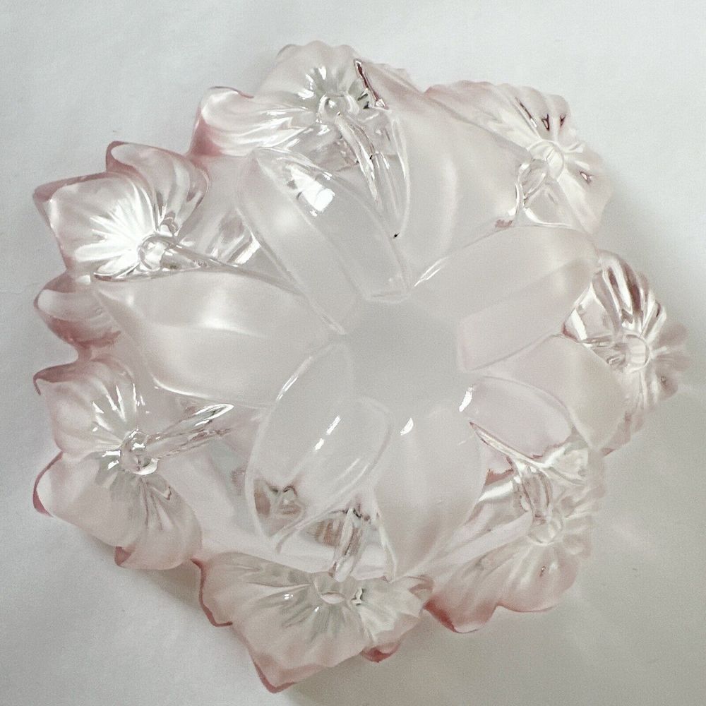 Mikasa Pink & White Crystal tulips‎ Pink Collection 7 inch bowl Decor Glass ￼￼ - Picture 13 of 14